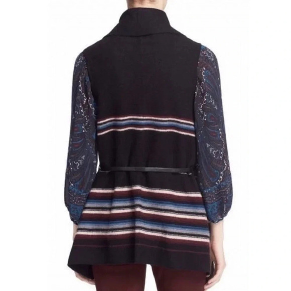 JOIE Wool Ligiere Southwestern Striped Blanket Wrap Asymmetrical Vest - Picture 3 of 12